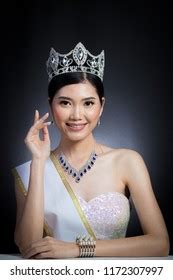 Portrait Miss Pageant Beauty Contest Sequin Stock Photo