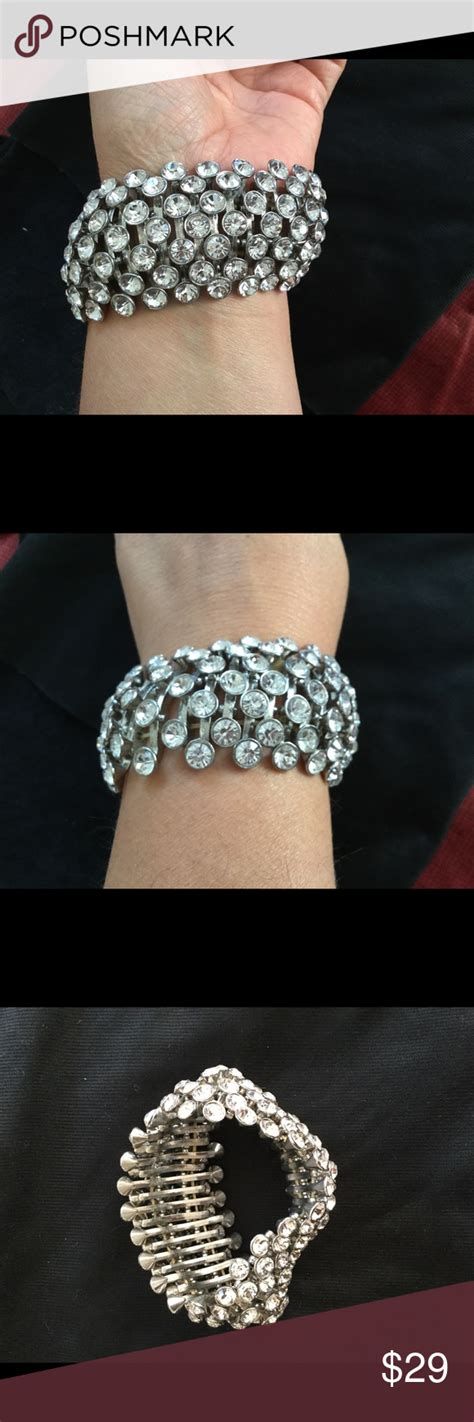 Rhinestones Stretches Bracelet Silver Tone Silver Bracelets