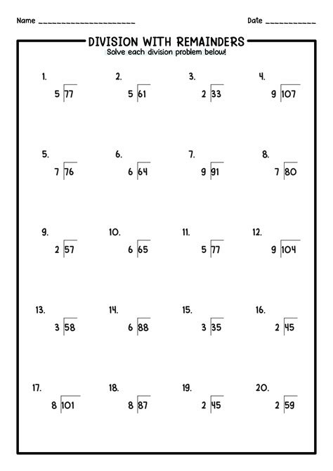 Long Division Worksheet Grade 4