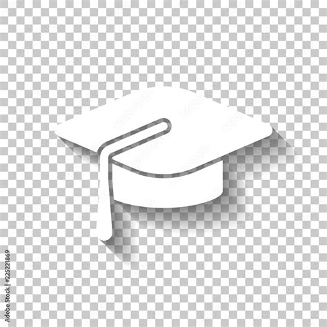 Graduation Cap Education Icon White Icon With Shadow On Transp Stock