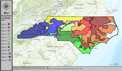 North Carolinas Congressional Districts From 1993 To 1998 Rmapporn