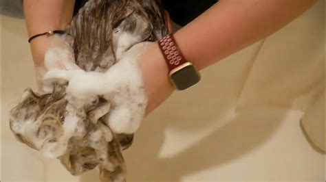 ASMR Relaxing Hair Wash Forward Shampoo In Tub YouTube