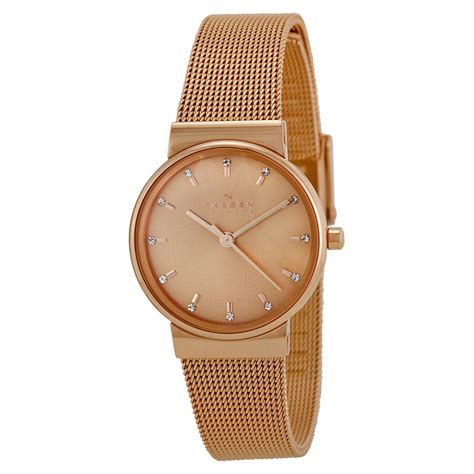 Anita rose gold tone steel mesh watch. Skagen Ancher Rose Dila Rose Gold-plated Ladies Watch SKW2197 - Ancher - Skagen - Watches - Jomashop