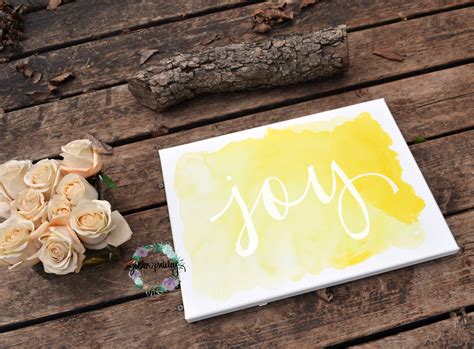 Yellow Joy Watercolor Hand Lettered Wall Art Sign
