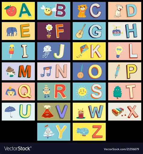 Cartoon Kids Alphabet Royalty Free Vector Image