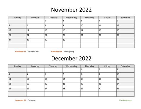 November And December 2022 Calendar