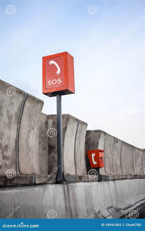 Sos Sign And Phone Box On Highway Stock Image Image Of Vehicle