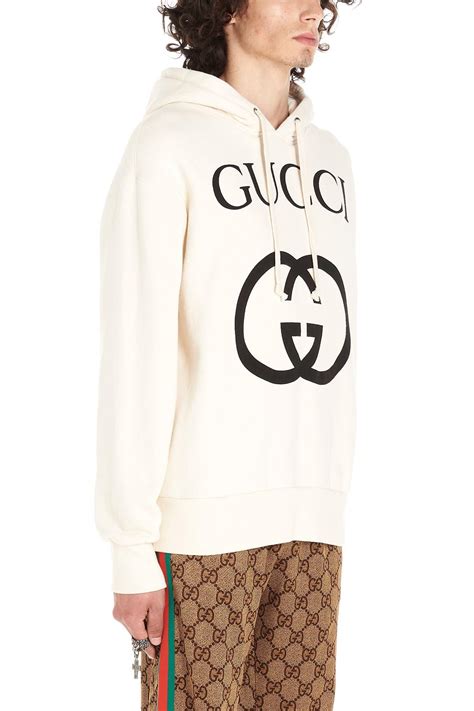 Gucci Cotton Interlocking G Hoodie In White For Men Lyst