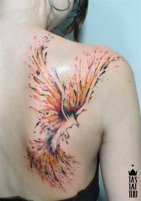 Colorful Phoenix Tattoo Ideas Shoulder Blade Tattoo