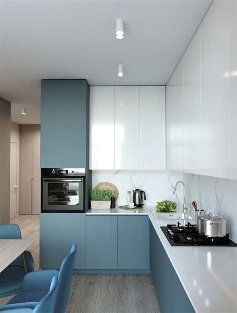 desain dapur minimalis kombinasi warna biru tampil lebih menarik