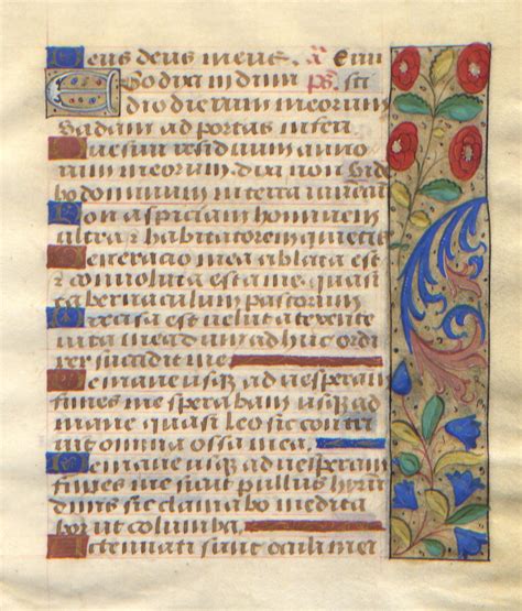 Illuminated Manuscript 15th Century Book Of Hours Leaf Illuminated
