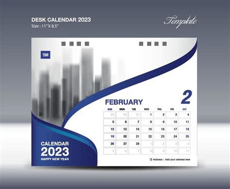 February 2023 Calendar 2023 Template Vector Desk Calendar 2023