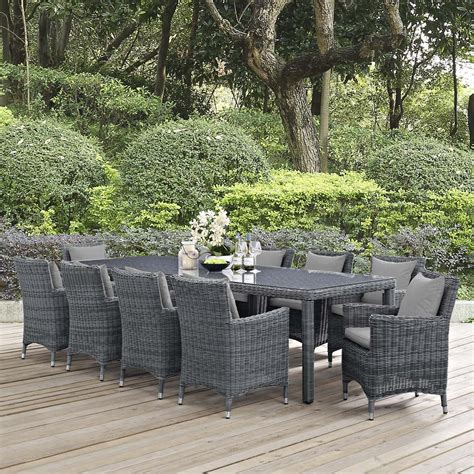 Modway Summon 11 Piece Outdoor Patio Sunbrella® Dining Set Multiple