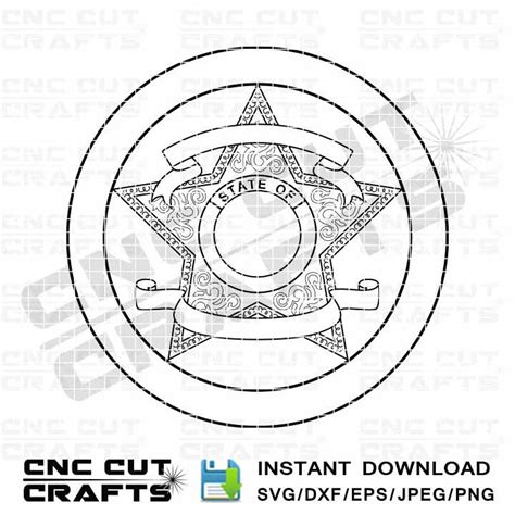 Blank Editable Svg Sheriff Badge Outline Template With Outer Etsy