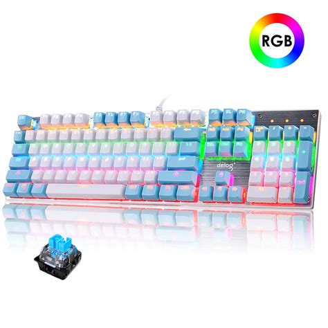 Buy Wired Mechanical Gaming Keyboard Blue Switch 104 Keys Rgb Rainbow