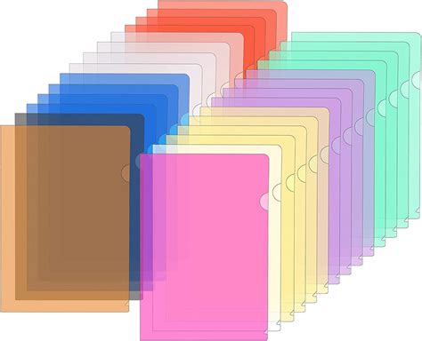 Buy Clear Folders Plastic Project Pockets 50 Packassorted 10 Colors