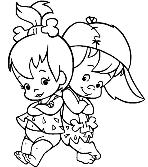 Pebbles Flintstone And Bamm Bamm Rubble Coloring Page Free Printable Coloring Pages