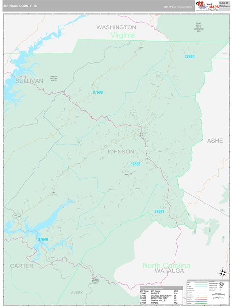 Johnson County Tn Wall Map Premium Style By Marketmaps Mapsales