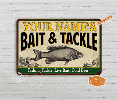 Personalized Fishing Bait Tackle Sign Man Cave Vintage Look Etsy