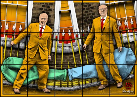 British Art Duo Gilbert And George Are Drinking Champagne In The Studio