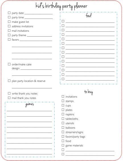 Pull all data into the professional birthday party invitation pdf template and design your invitation to meet your specifications. 11 Free Printable Party Planner Checklists | Birthday ...