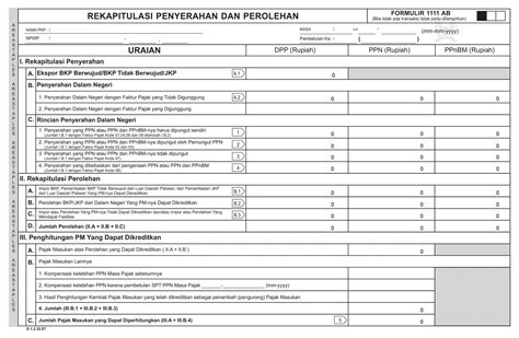 Form Spt Masa Ppn 1111 Excel Terbaru And Formulir Spt Masa Ppn 1107