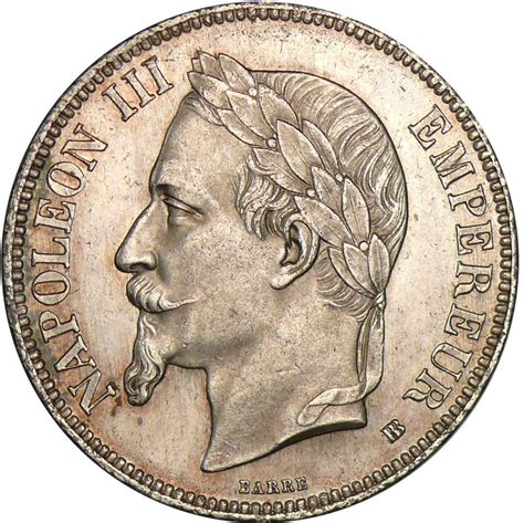5 Francs Napoléon Iii à Tête Laurée En Argent Bureau Monnaie