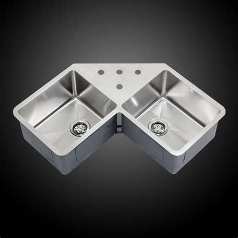 Enjoy all the advantages of an undermount kitchen sink: Ticor 36" Undermount Stainless Steel Double Bowl Corner ...