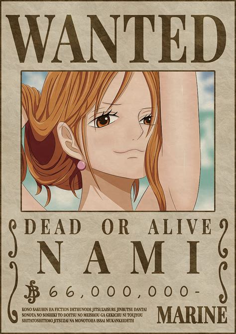 Nami Bounty Wanted Poster One Piece In Nami Wanted Poster Hd