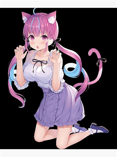 Kawaii Anime Neko Catgirl Pastel Waifu Anime Girl Poster By