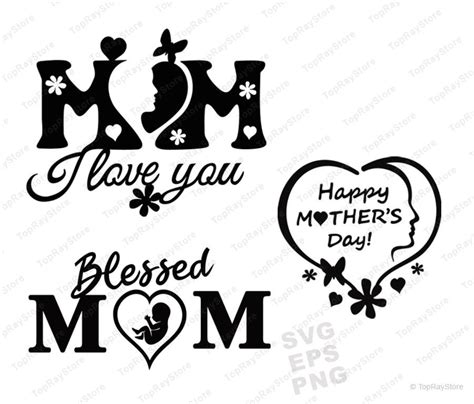 Mothers Day Svg I Love You Mom Svg Blessed Mom Svg Mom Svg Mom I