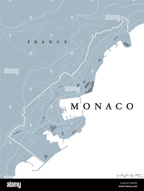 Monaco Political Map Principality Sovereign City And Microstate On