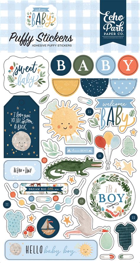 Echo Park Puffy Stickers Welcome Baby Boy 787790390824