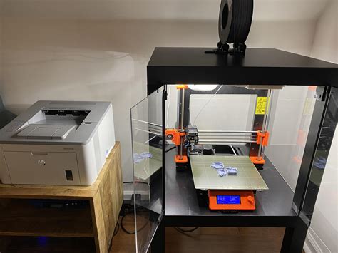 My Ikea Lack Enclosure Next To My 2d Printer Finishing Up Abs Bed
