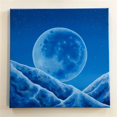 Full Blue Moon Acrylic Painting 12x12 Etsy