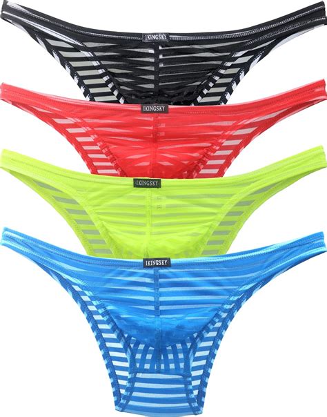 Ikingsky Mens Sexy Brazilian Underwear See Through Bikini Under