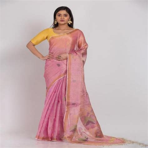 Buy Angoshobha Free Size Women Pink Printed Silk Traditional Saree