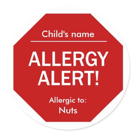 Allergy Alert Stickers Zazzle