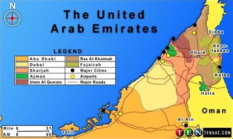 Uae Map With Roads Dubai Abu Dhabi United Arab Emirates