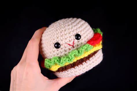 No Sew Hamburger Amigurumi Free Crochet Pattern Stringydingding