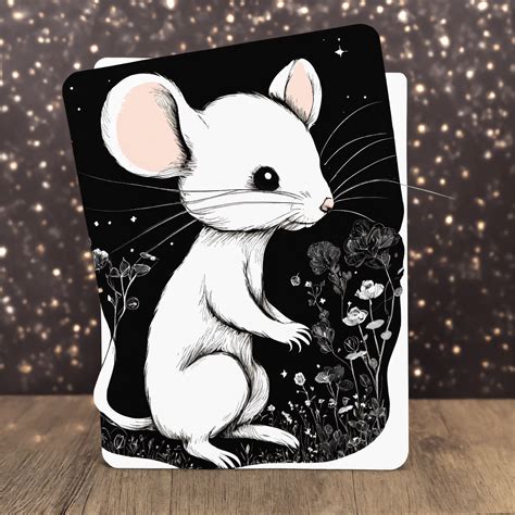 Lexica Cute Mouse Flashcard Newborn Baby Sensory Cards Black And White