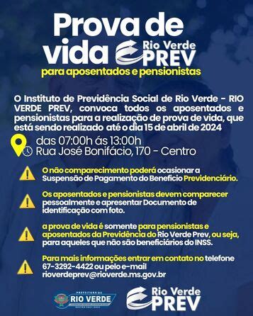 Comunicado Prova De Vida Previd Ncia Social De Rio Verde Do Mt