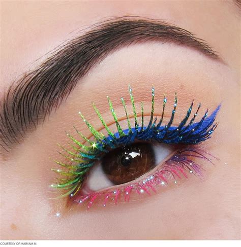 Rainbow Glitter Eyelashes And Eyeliner Rainbow Makeup Colorful Eye