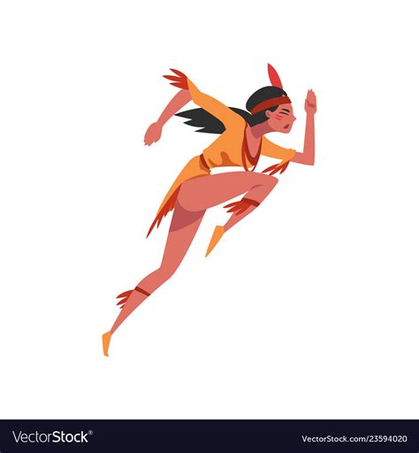 Native American Indian Girl Running Young Woman Vector Image