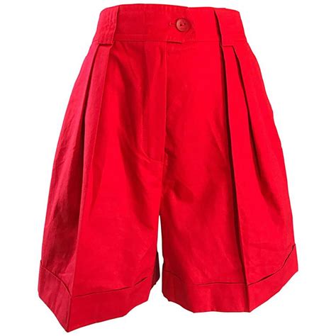 Vintage High Waisted Shorts Vintage Shorts Vintage Outfits Pleated Shorts Red Shorts Cotton