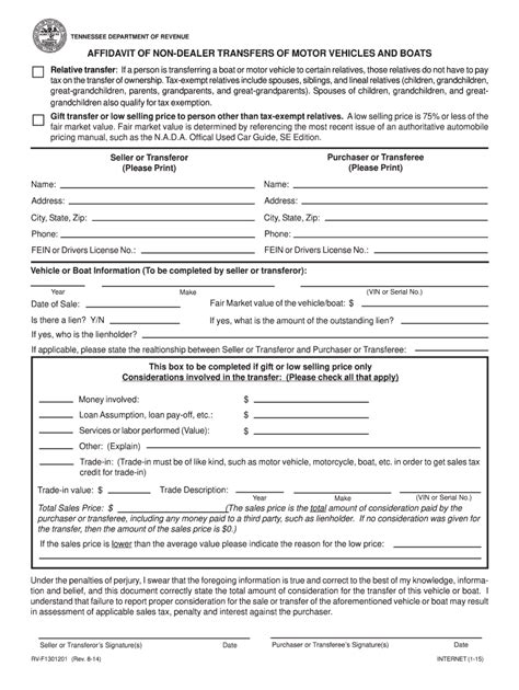 T Affidavit For A Car Tn Fill Out And Sign Printable