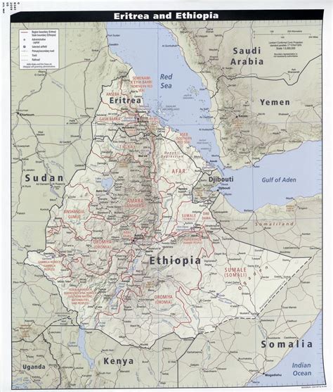 Large Detailed Political And Administrative Map Of Ethiopia And Eritrea