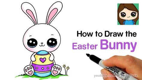 How To Draw A Cute Easter Bunny Easy Easter Bunny Cartoon Bunny