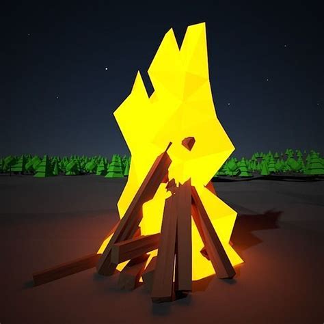 Low Poly Fire Free 3d Model Cgtrader