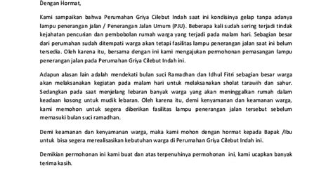Contoh surat permohonan bantuan dana pembangunan masjid. Surat Rasmi Permohonan Lampu Jalan - FRasmi